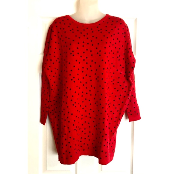 Willow & Page Red Sweater with Black Polka Dots - Picture 1 of 8
